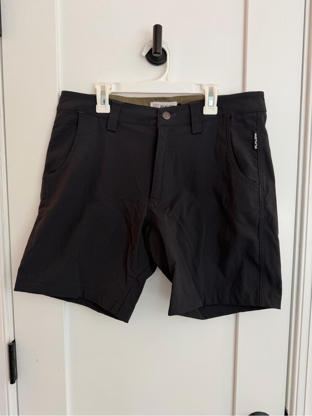 Men's Flylow Hot Tub Shorts Black Flat-Front Performance Shorts